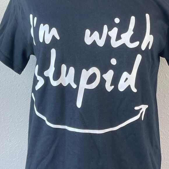 NWOT Black Couples Shirts “I’m with stupid” “Guess I’m Stupid” - Picture 2 of 9
